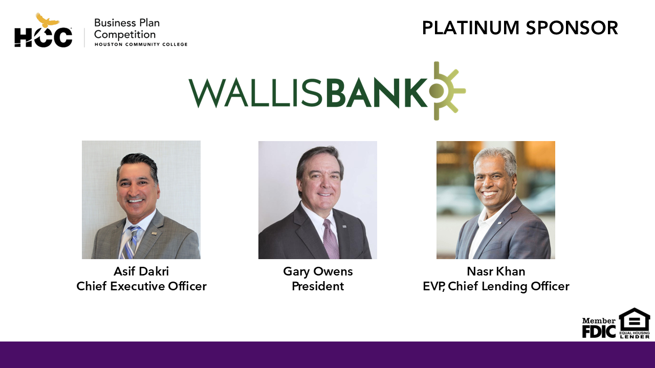 Wallis Bank 2025 Business Plan Competition Platinum Sponsor